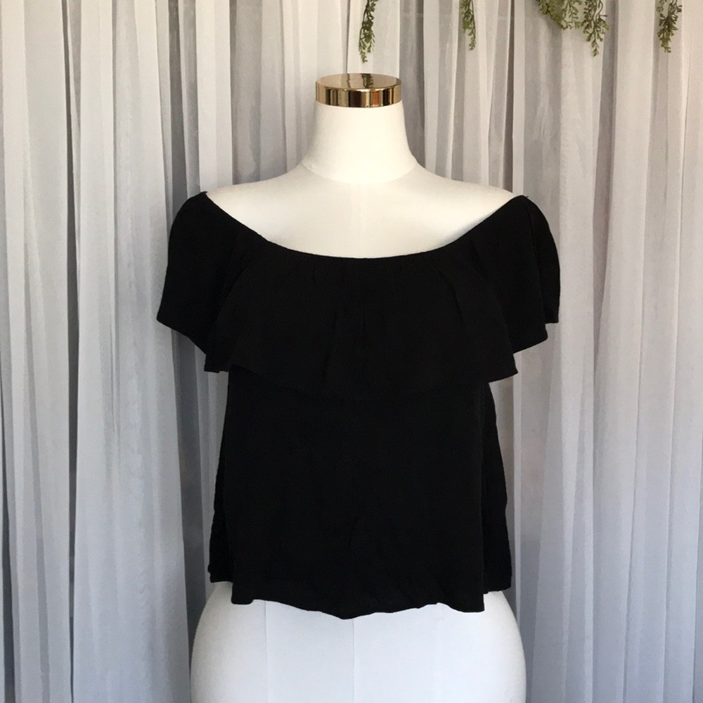 Black Off The Shoulder Flowy Top
